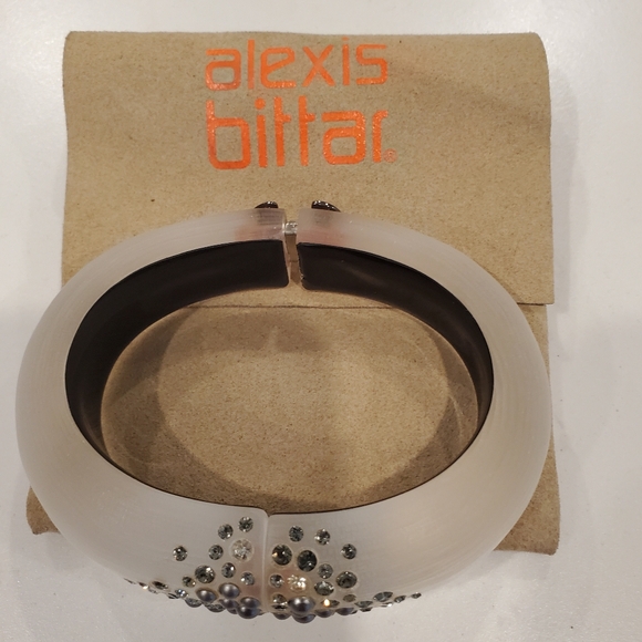 Alexis Bittar Lucite, Crystal Studded Hinge Bracelet, NWOT - Picture 2 of 5